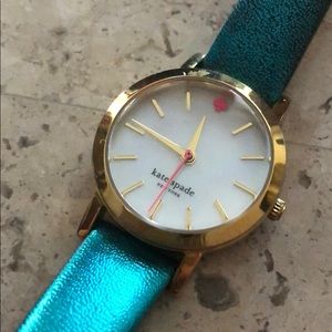 Turquoise/teal Kate Spade watch with leather band